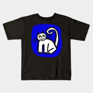 Happy Cat in Blue Kids T-Shirt